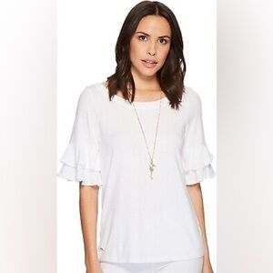 Lilly Pulitzer- White Ruffled Blouse Size XS